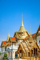 Fototapeta premium The Grand Palace was built same time as Bangkok. royal residences include Dusit Maha Prasat Throne Hall, Aphorn Phimok Prasat Throne Hall, Phiman Rattaya Throne Hall, Chakri Maha Prasat Throne Hall.