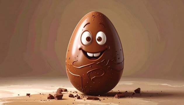 Chocolate Easter egg with a happy face
