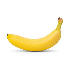 A single ripe yellow banana casting a subtle shadow on a clean white background