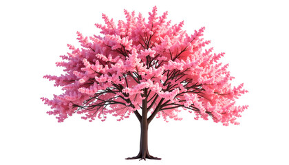 Obraz premium A vibrant cherry blossom tree displays its beautiful pink flowers. Its branches reach towards the sky, creating a stunning visual spectacle.
