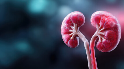Medical illustration of human kidney with painful stone disease. This anatomical concept highlights urology problems and organ structure for healthcare awareness