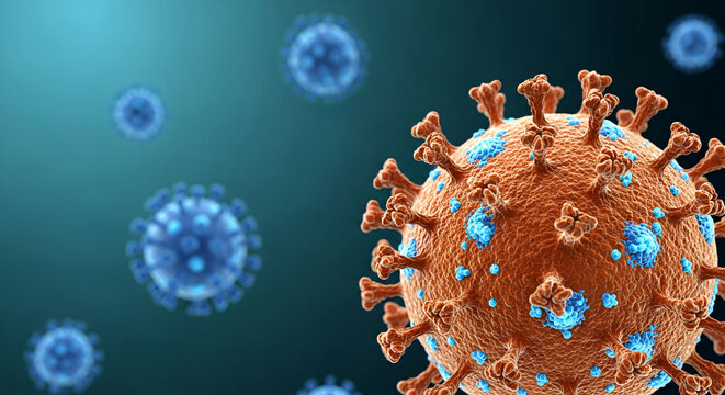 Corona Virus 3D Rendering Scientific Visualization of Disease and Medical Condition - Powered by Adobe