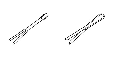Minimalist line art illustration of kitchen tongs simple lines and elegant geometric form vector art design