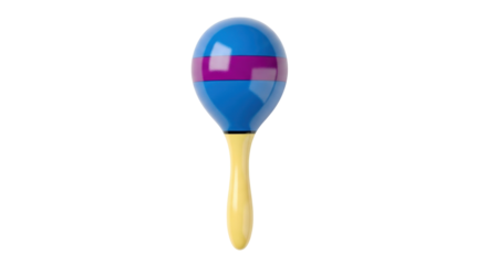 Isolated blue-purple maraca on a neutral surface for music instruction, party, or musical instrument