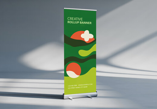 Realistic Roll Up Banner Mockup Template