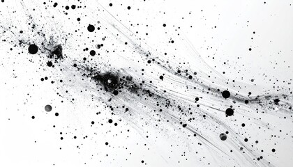Abstract black ink splatter on white background