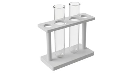 Isolated test tube rack with two glass tubes for scientific research and medical experiments