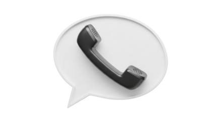 Isolated handset with speech bubble symbol for telephone communication and messaging service