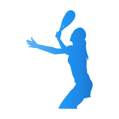 Silhouette of Woman Playing Padel Tennis. Vector Gradient Illustration
