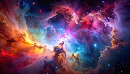 Colorful nebulae swirl in deep space (1)