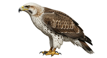 Isolated eagle illustration, strong raptor bird with hooked beak, impressive majestic hunter