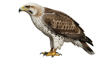 Isolated eagle illustration, strong raptor bird with hooked beak, impressive majestic hunter
