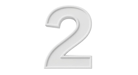 Isolated number 2, numeral, figure, glossy, rendering, math symbol, second, counter, two