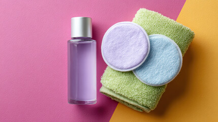 Refreshing teen skincare routine with gentle toner and cotton pad. This daily beauty treatment for clean facial care provides relaxing and calm pampering experience