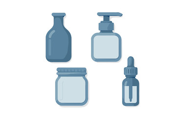 Obraz premium Minimalist set of cosmetic and pharmaceutical product containers for beauty and healthcare industry, clean and modern design for branding and packaging