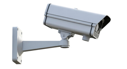 Isolated surveillance camera mounted on bracket, modern video equipment for security system