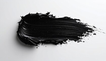 Dark smudged paint stroke on white