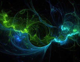 Fototapeta premium Abstract fractal swirls of vibrant green and blue