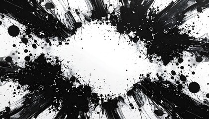 Abstract black ink splatters on white background (1)