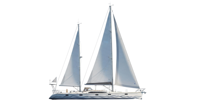 Isolated yacht with sails, luxurious vessel for recreation sailing, water transport, boating