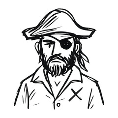 PNG Hand-drawn pirate sketch illustration.