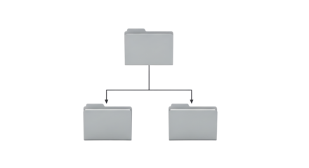 Isolated hierarchy diagram featuring a single level of folders with directional arrows