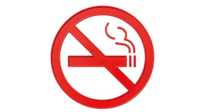 Isolated No Smoking Symbol Prohibiting Cigarette Smoking and Vaping in Public Indoor Spaces