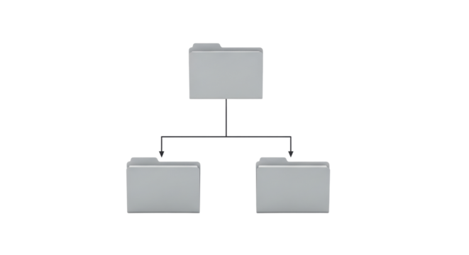 Isolated hierarchy diagram featuring a single level of folders with directional arrows