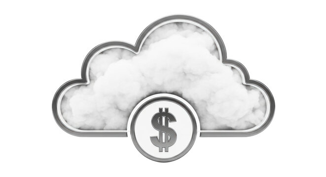 Isolated cloud computing design element featuring a dollar sign for technology applications.