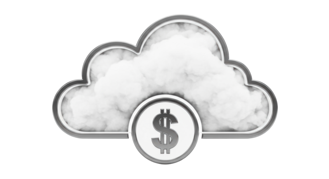 Isolated cloud computing design element featuring a dollar sign for technology applications.
