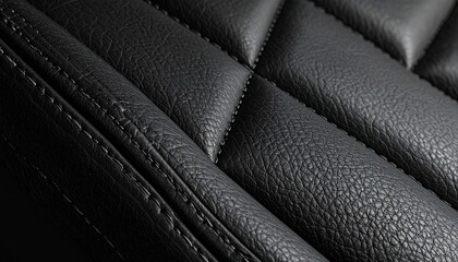 Obraz premium Close-up of black leather car seat upholstery (1)