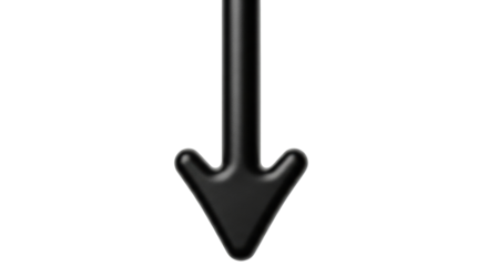 Isolated downward arrow indicates direction, guidance, navigation for software and apps