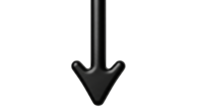 Isolated downward arrow indicates direction, guidance, navigation for software and apps