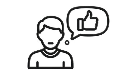 Isolated user thinking good thoughts with thumbs-up, a symbol of positivity and approval
