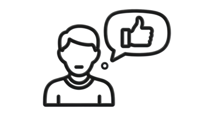 Isolated user thinking good thoughts with thumbs-up, a symbol of positivity and approval