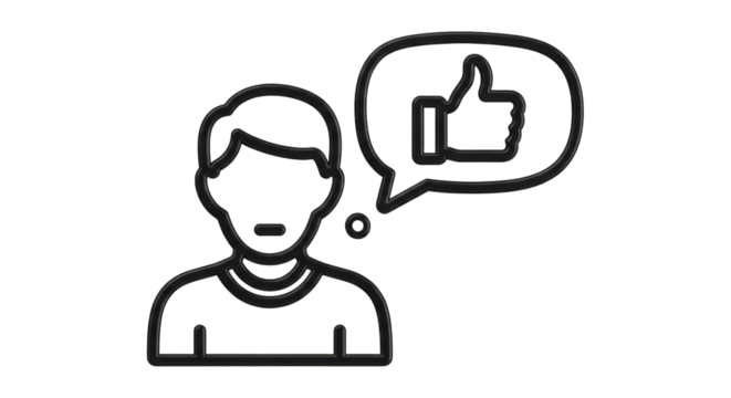 Isolated user thinking good thoughts with thumbs-up, a symbol of positivity and approval - Powered by Adobe