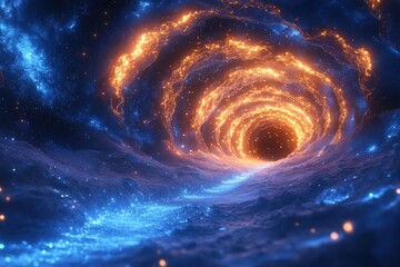 Bright blue and orange spiral galaxy.