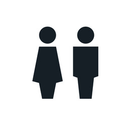 Gender icon. Man and Woman icon isolated minimal design. Toilet line icon, outline vector sign, linear style pictogram isolated on white. WC symbol, vector logo illustration.