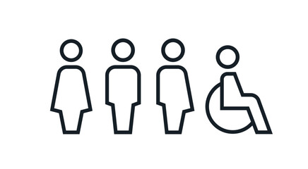 All gender restroom sign. Toilet line icon, linear style vector pictogram. WC gender symbol.
