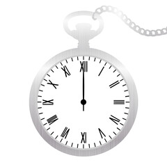 レトロなシルバー懐中時計のイラスト