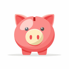 Illustration of a pink piggy bank with a coin slot, standing on a white surface.