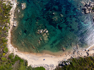 Aerial view of Licciola beach and Valle dell'Erica