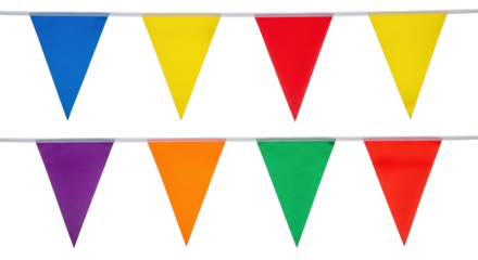 Isolated colorful pennant banner bunting flags for party decoration, event celebration