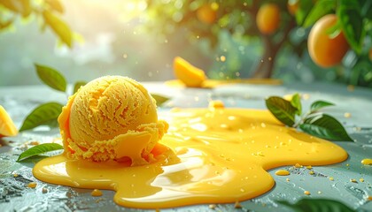 Melting Mango Ice Cream Scoop Sun