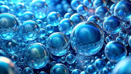 Abstract blue spheres with light and shadow