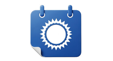 Isolated blue calendar icon with sun design, reminder date, and office appointment page