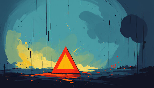 abstract warning sign danger triangle dark environment distress signal
