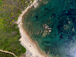 Aerial view of Licciola beach and Valle dell'Erica
