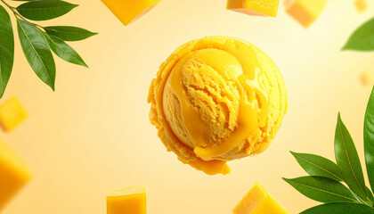 Minimalist Mango Ice Cream pastal background