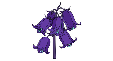 Stylized purple bellflower blooms